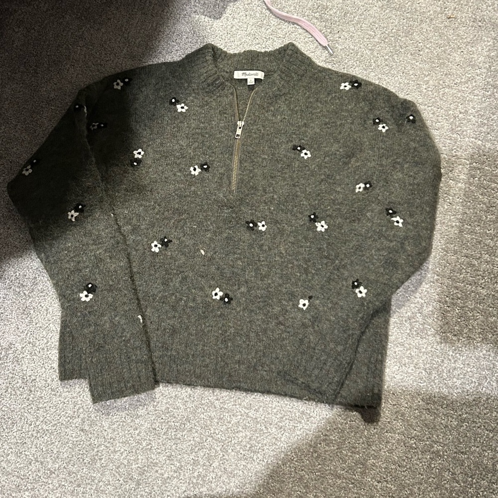 Madewell Gray Floral Women's Sweater